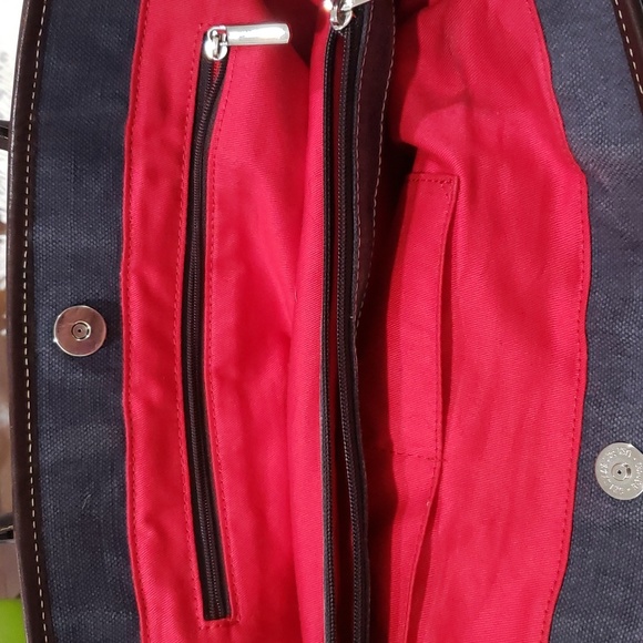 Dooney & Bourke Vintage Tote - Denim Blue Fabric Leather Trim - Picture 6 of 9